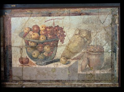 Still Life With Bowls of Fruit and Wine-jar, from the Casa di Giulia Felice by Unbekannt Unbekannt